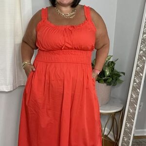 LC Lauren Conrad Vibrant Red Midi Dress